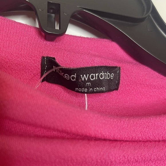 NWT Naked Wardrobe Ruched Long Sleeve Mini Dress Women's Open Back Pink Size M - Picture 5 of 9